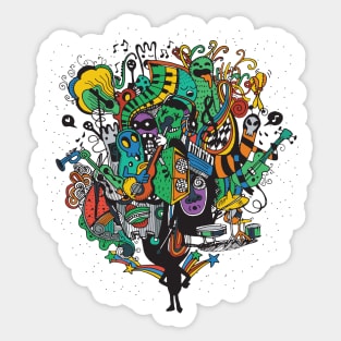 Monster band playing doodle Sticker